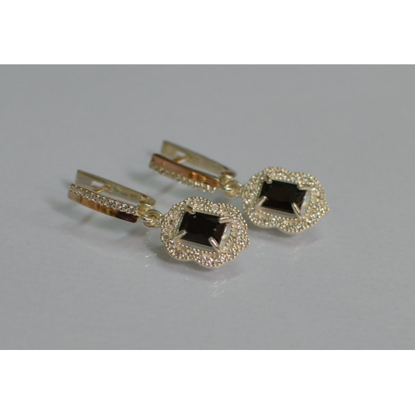 Серебряные серьги с золотыми вставками (154с)