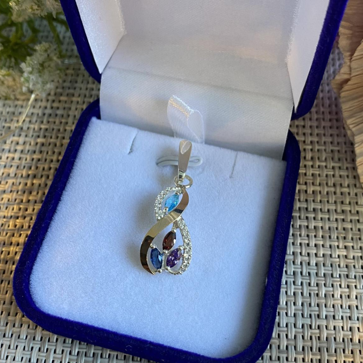 Серебряная подвеска с золотими вставками155 (155п)