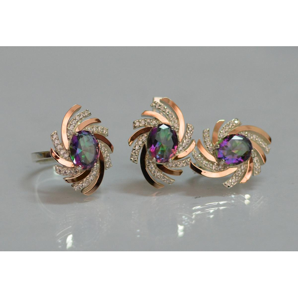 Серебряный набор с золотыми пластинами (156)