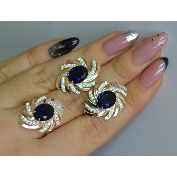 Серебряный набор с золотыми пластинами (156)