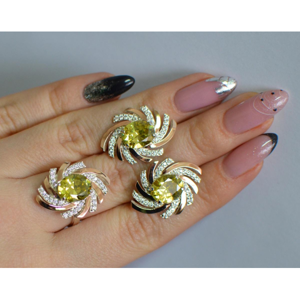 Серебряный набор с золотыми пластинами (156)