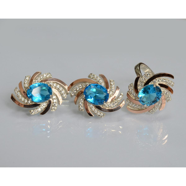 Серебряный набор с золотыми пластинами (156)