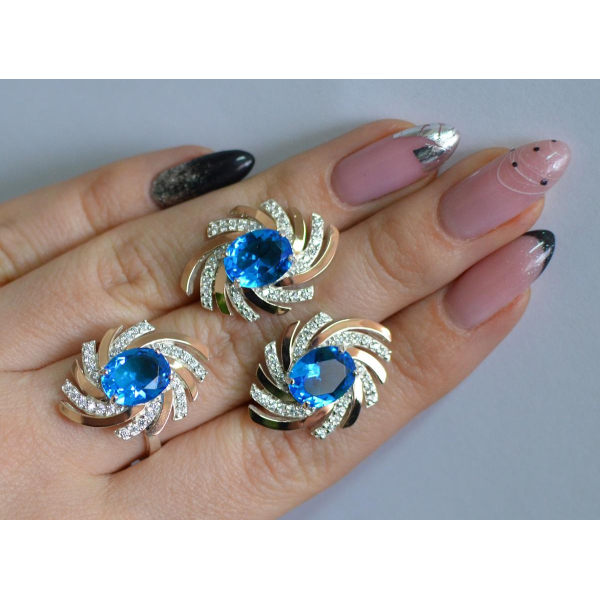 Серебряный набор с золотыми пластинами (156)