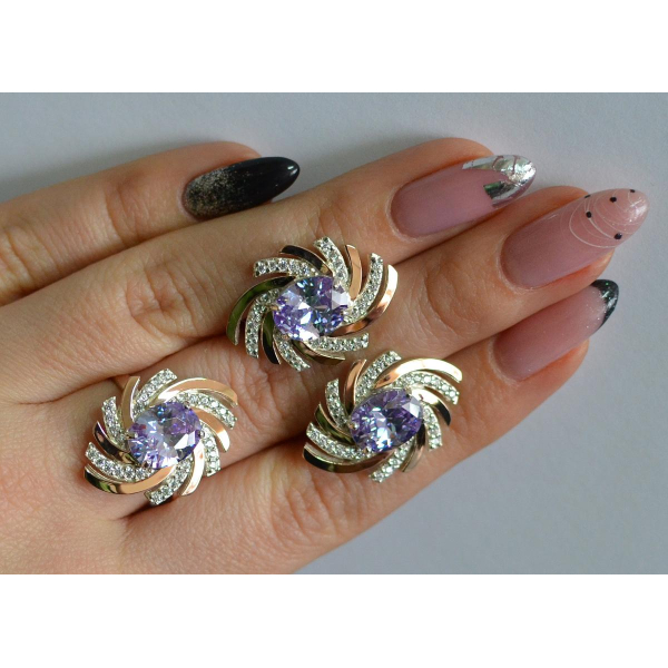 Серебряный набор с золотыми пластинами (156)