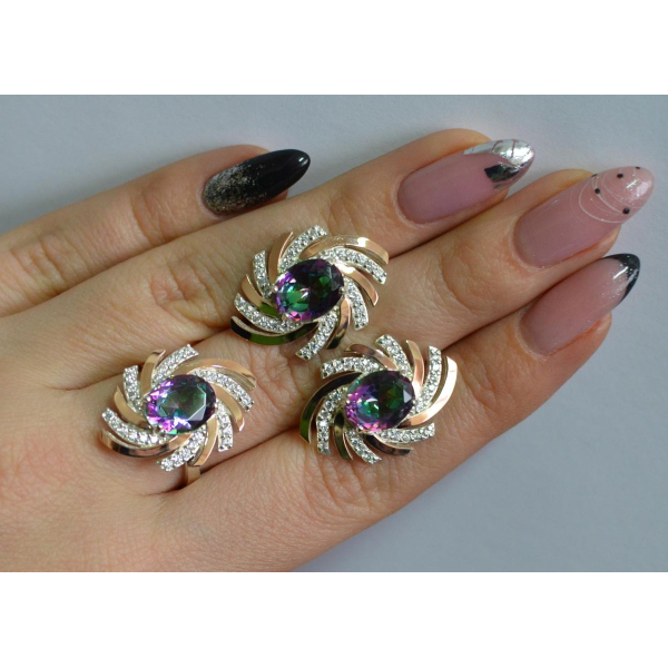 Серебряный набор с золотыми пластинами (156)