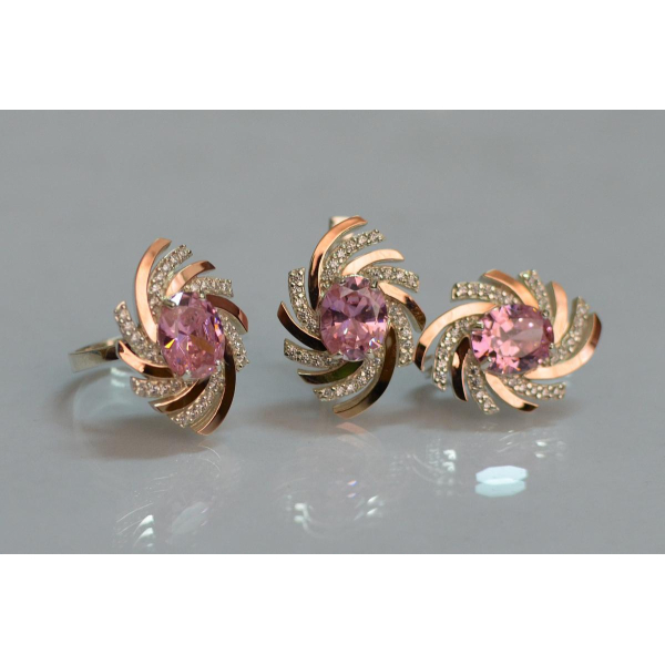 Серебряный набор с золотыми пластинами (156)