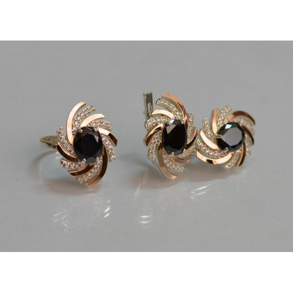 Серебряный набор с золотыми пластинами (156)