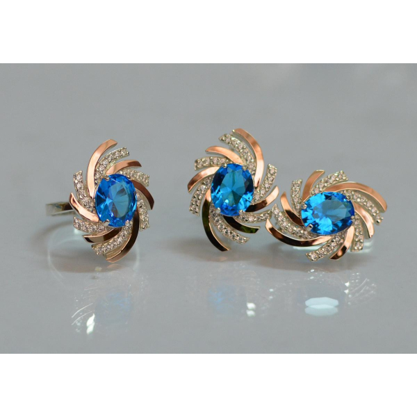 Серебряный набор с золотыми пластинами (156)