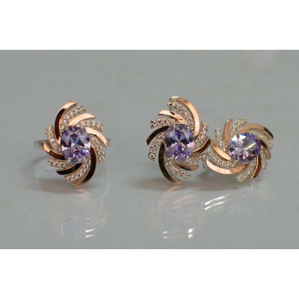 Серебряный набор с золотыми пластинами (156)