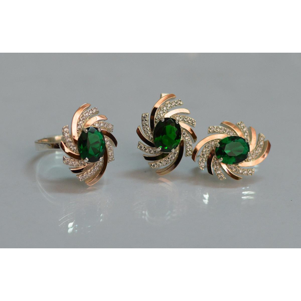 Серебряный набор с золотыми пластинами (156)