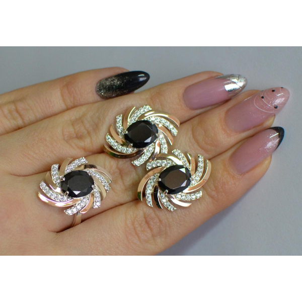 Серебряный набор с золотыми пластинами (156)