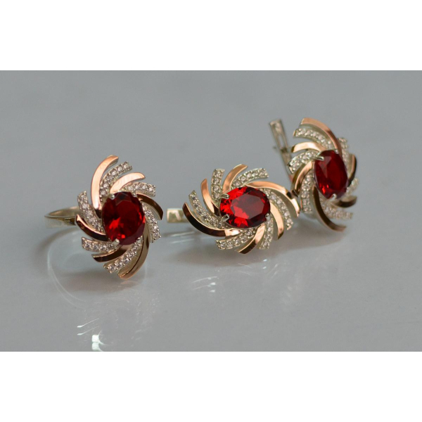 Серебряный набор с золотыми пластинами (156)