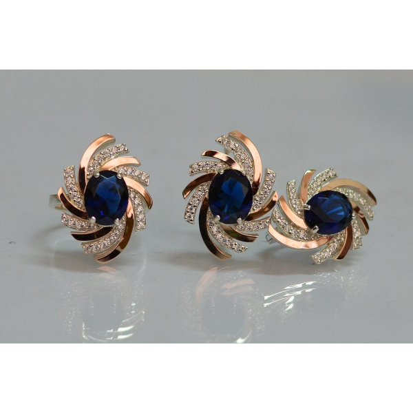 Серебряный набор с золотыми пластинами (156)