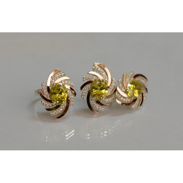 Серебряный набор с золотыми пластинами (156)