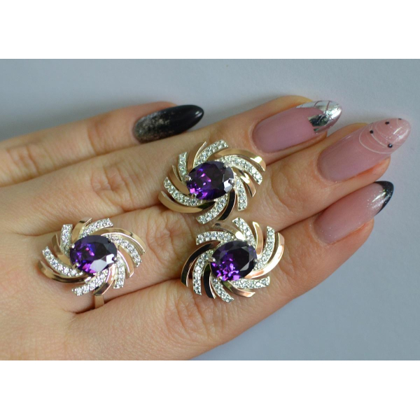 Серебряный набор с золотыми пластинами (156)