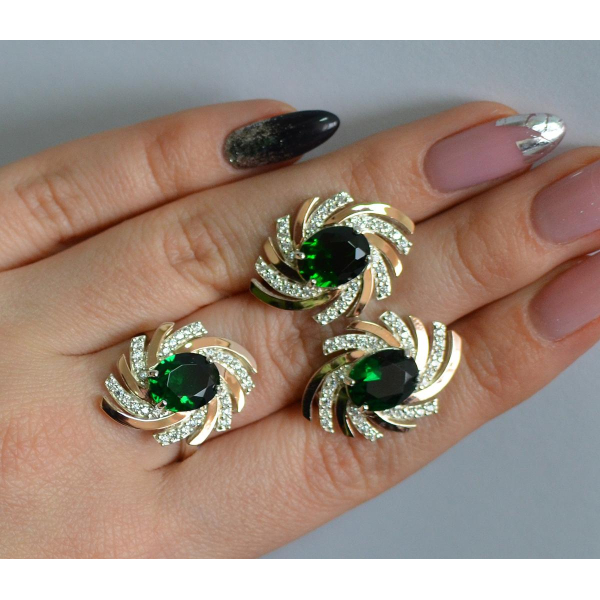 Серебряный набор с золотыми пластинами (156)