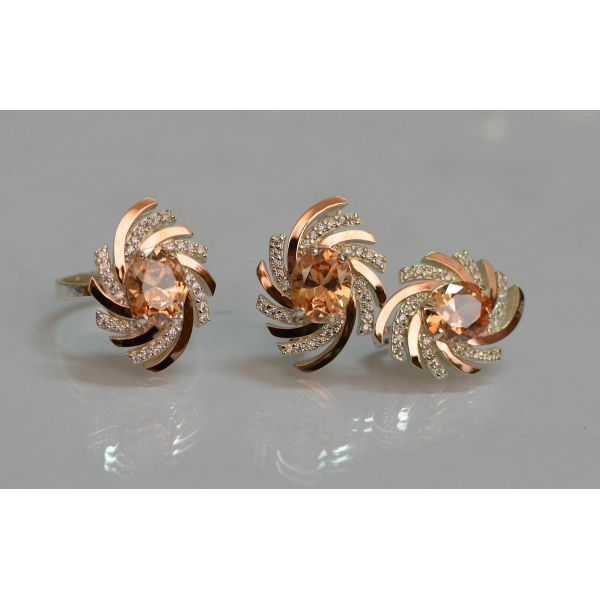 Серебряный набор с золотыми пластинами (156)