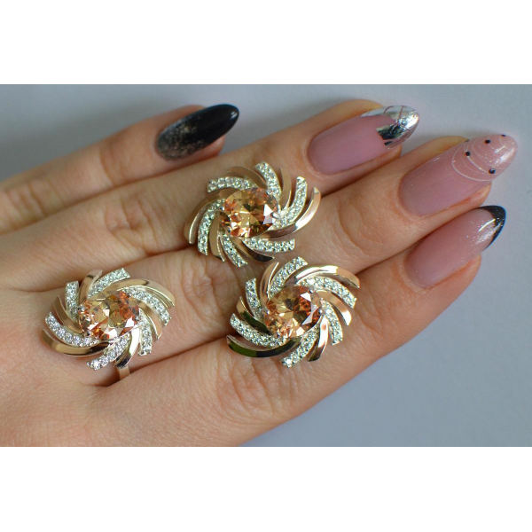 Серебряный набор с золотыми пластинами (156)