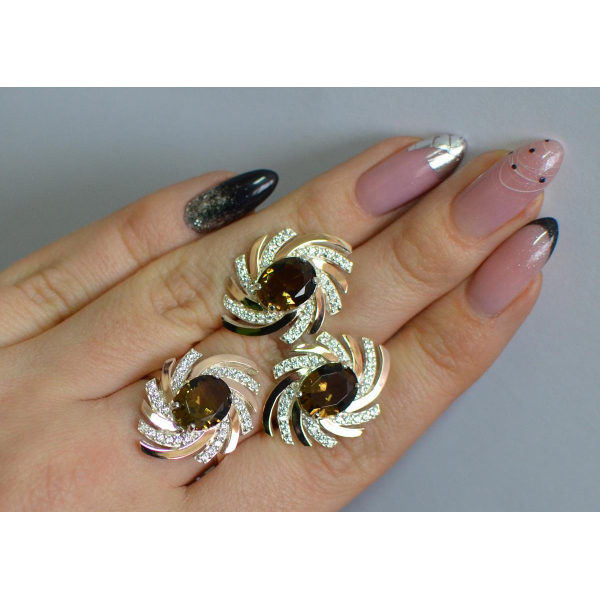 Серебряный набор с золотыми пластинами (156)