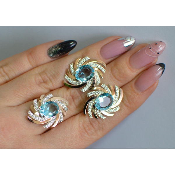 Серебряный набор с золотыми пластинами (156)