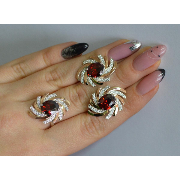 Серебряный набор с золотыми пластинами (156)