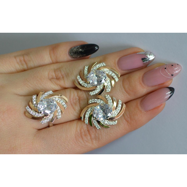 Серебряный набор с золотыми пластинами (156)