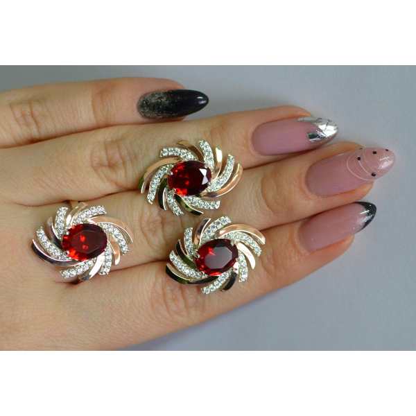 Серебряный набор с золотыми пластинами (156)