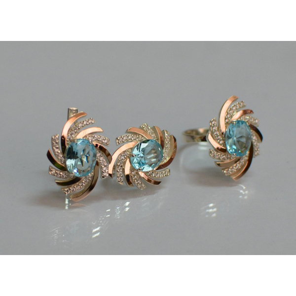 Серебряный набор с золотыми пластинами (156)