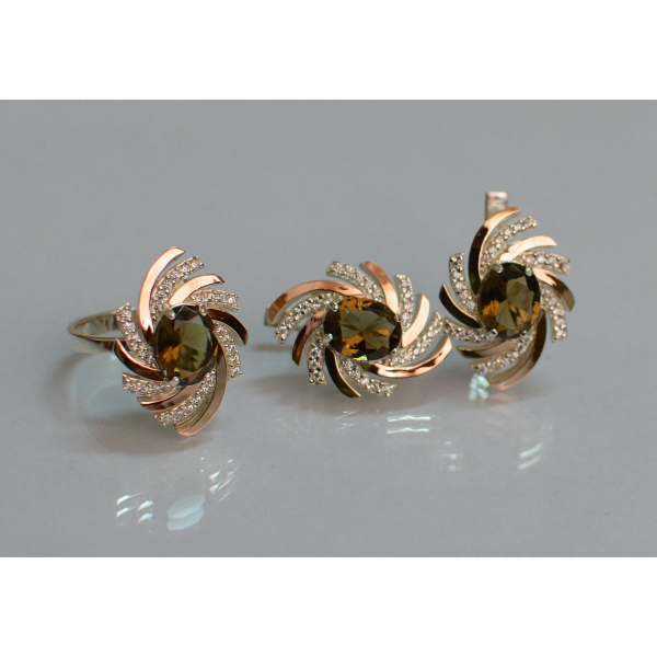 Серебряный набор с золотыми пластинами (156)