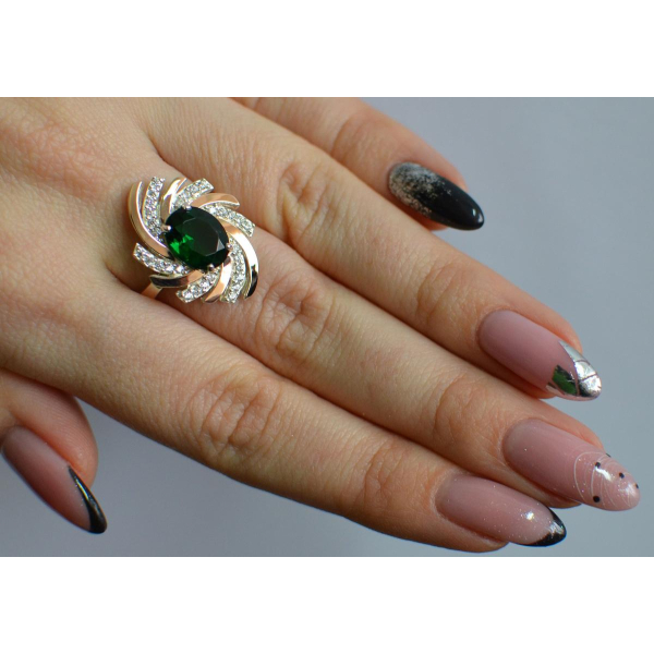 Серебряное кольцо с золотыми вставками (156к)