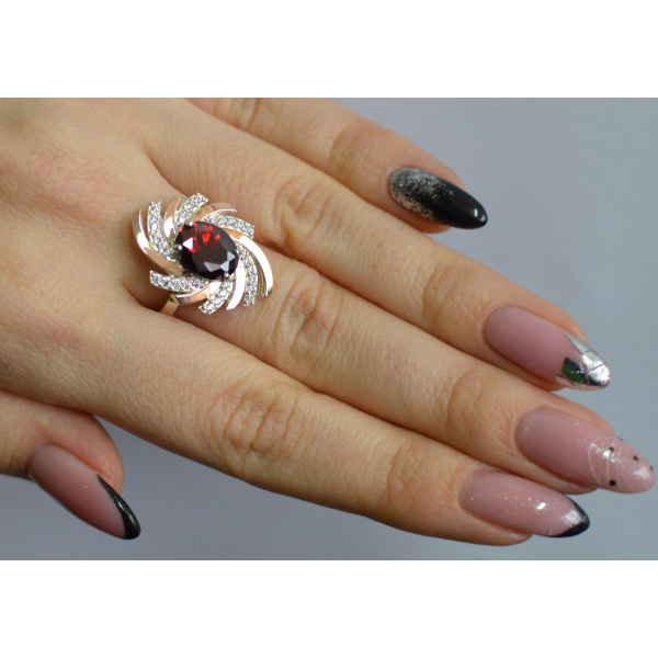 Серебряное кольцо с золотыми вставками (156к)