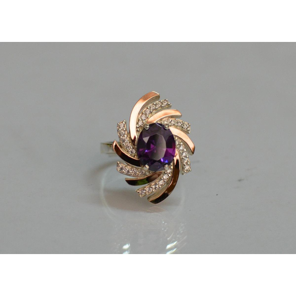 Серебряное кольцо с золотыми вставками (156к)