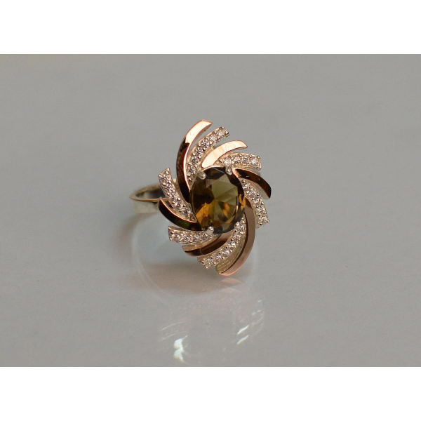 Серебряное кольцо с золотыми вставками (156к)