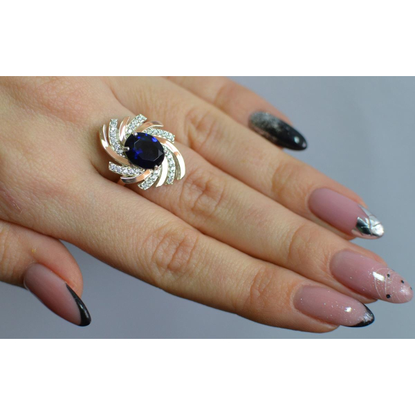 Серебряное кольцо с золотыми вставками (156к)