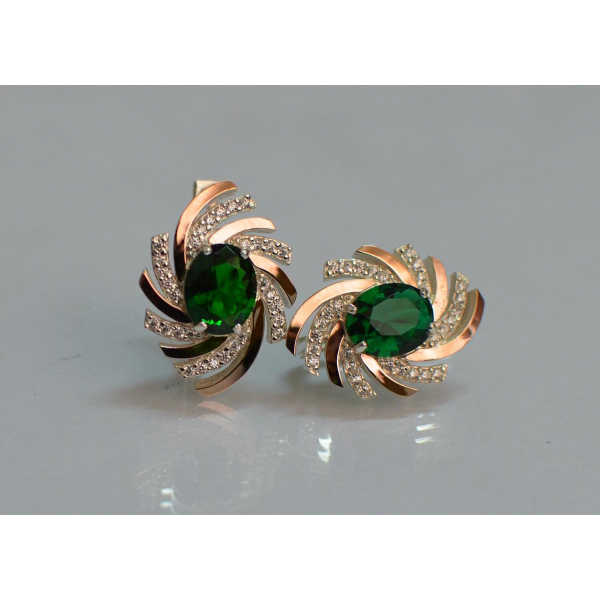 Серебряные серьги с золотыми вставками (156с)