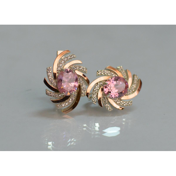 Серебряные серьги с золотыми вставками (156с)