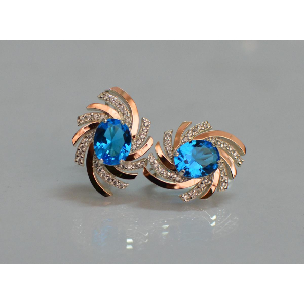 Серебряные серьги с золотыми вставками (156с)