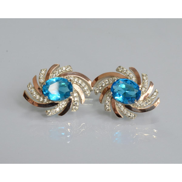 Серебряные серьги с золотыми вставками (156с)