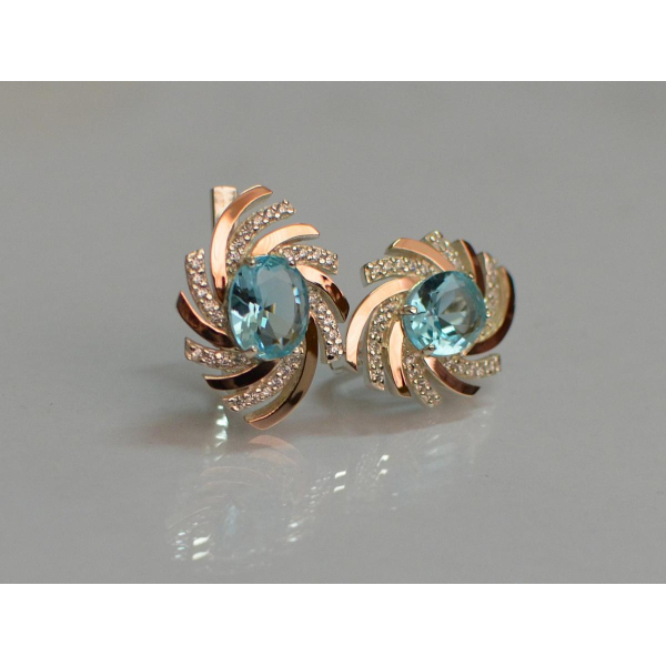 Серебряные серьги с золотыми вставками (156с)