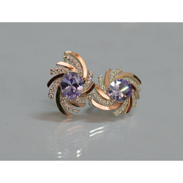 Серебряные серьги с золотыми вставками (156с)