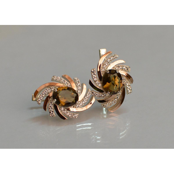 Серебряные серьги с золотыми вставками (156с)