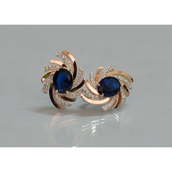 Серебряные серьги с золотыми вставками (156с)