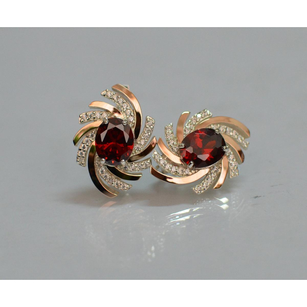 Серебряные серьги с золотыми вставками (156с)