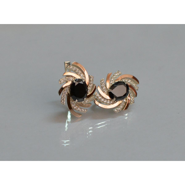 Серебряные серьги с золотыми вставками (156с)