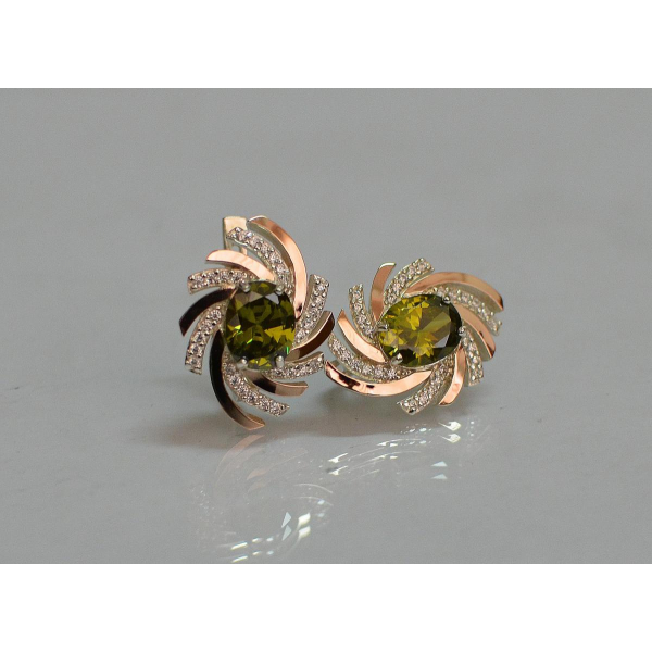 Серебряные серьги с золотыми вставками (156с)