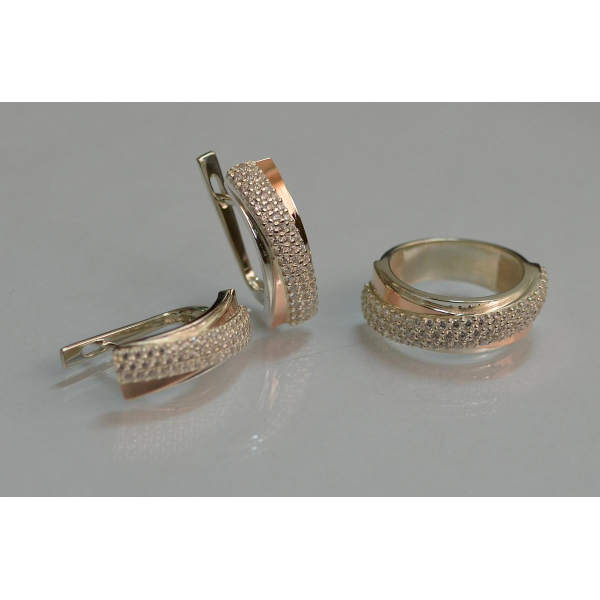 Серебряный набор с золотыми пластинами (157)