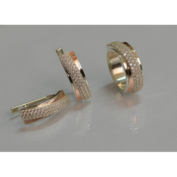 Серебряный набор с золотыми пластинами (157)