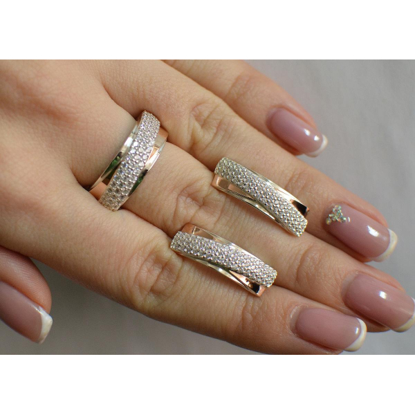 Серебряный набор с золотыми пластинами (157)