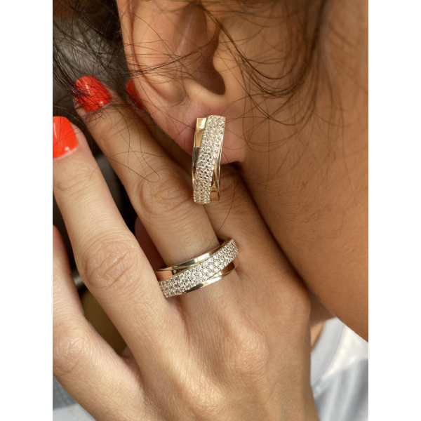 Серебряный набор с золотыми пластинами (157)