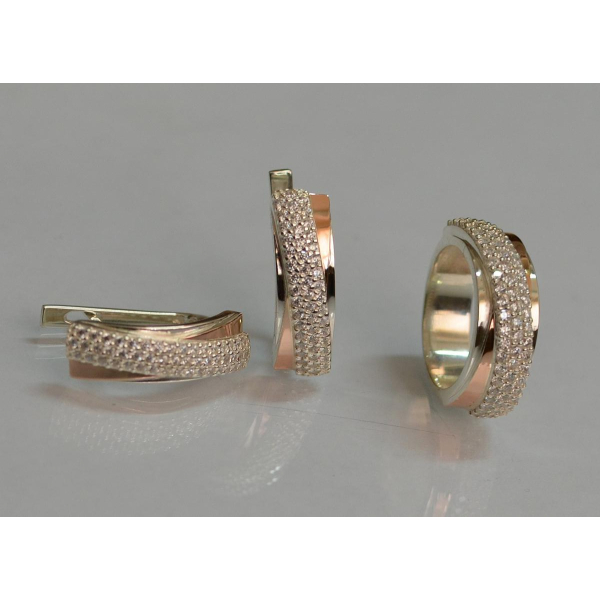 Серебряный набор с золотыми пластинами (157)